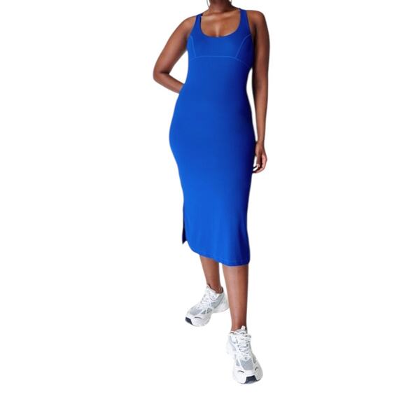 Sweaty Betty dress Emily Strappy back rib blue size 12 - Picture 1 of 7